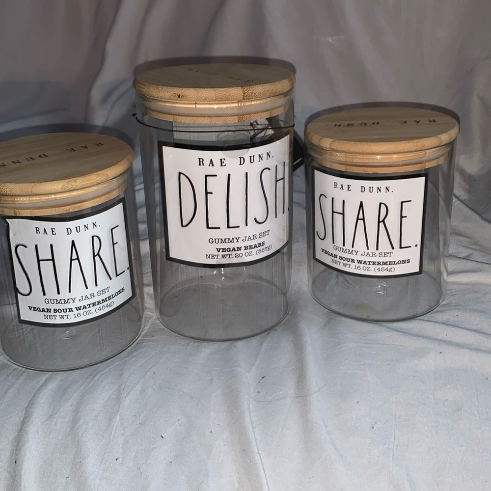 New Rae Dunn Glass jar set